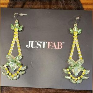 Green Gem Dangle Earrings From Just Fab
